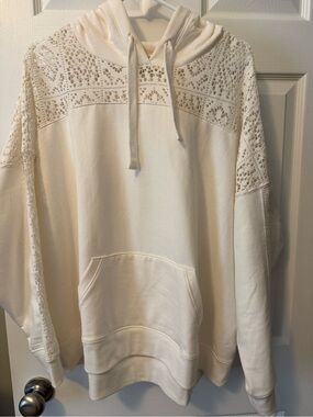 torrid Cream Crochet Lace Hoodie